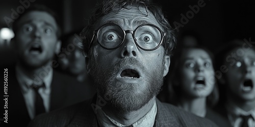 A man looks surprised, possibly shocked or astonished
