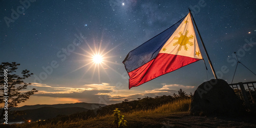 A Glowing Philippine Flag with Radiant Colors, Celebrating National Identity and Heritage photo