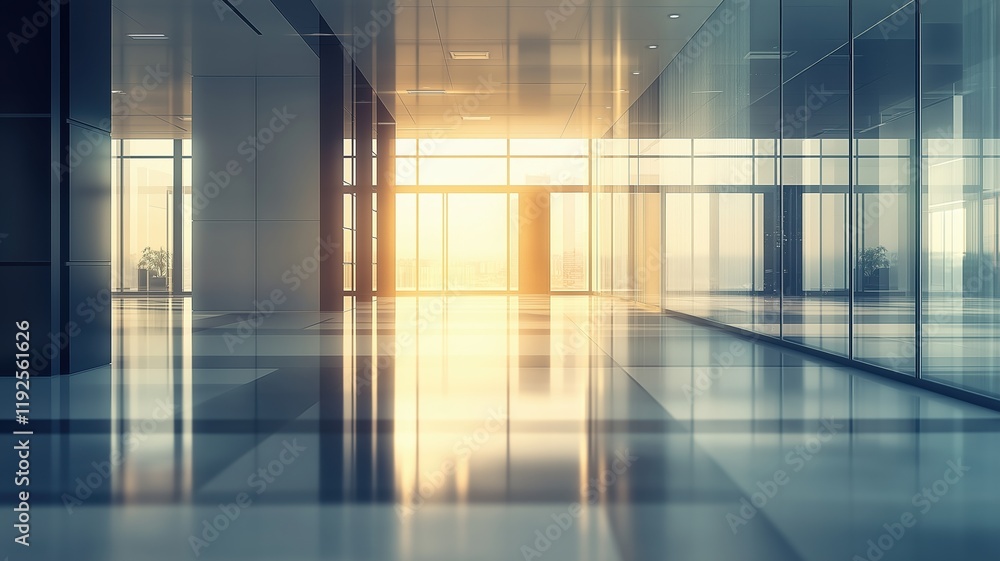 Bright Reflections in a Modern Office Corridor Bright Reflections in a Modern Office Corridor