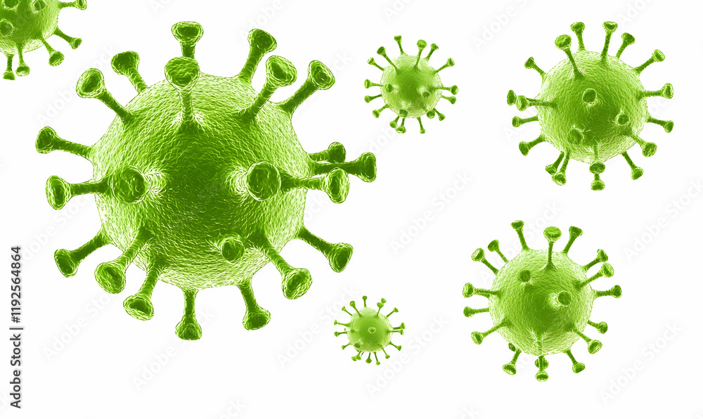 H5N1 Virus Educational Illustration, detailed representation of H5N1 virus structure and impact, designed for academic learning and awareness. H5N1 Virus Educational Illustration, detailed representation of H5N1 virus structure and impact, designed for academic learning and awareness.
