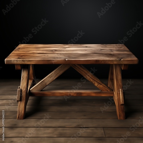 Rustic wooden table ready for a cozy dining experience, highlighting craftsmanship and natural beauty.