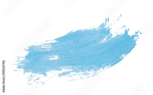 Hand drawn light blue brush stroke isolated on transparent background.