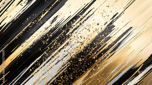 A textured abstract background of metallic gold and bronze tones, with sharp contrasts of black and white streaks, creating a luxurious and dynamic composition 