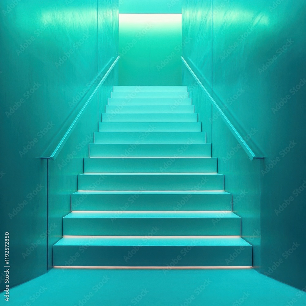 Modern Stairs with Neon Light Effect Modern Stairs with Neon Light Effect