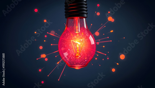 Creative energy explosion from light bulb, Colored gel lighting, with white tones