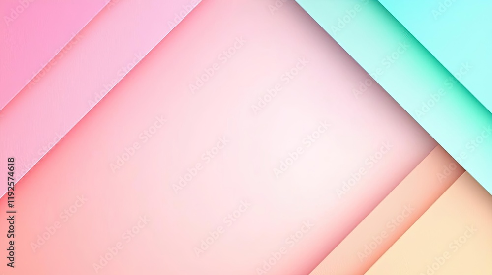Obraz premium Symmetry gradient concept. Vibrant abstract background with layered geometric shapes in pastel colors.