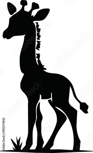 Giraffe silhouette. Giraffe black icon on white background