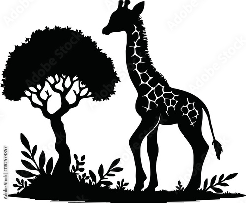 Giraffe silhouette. Giraffe black icon on white background