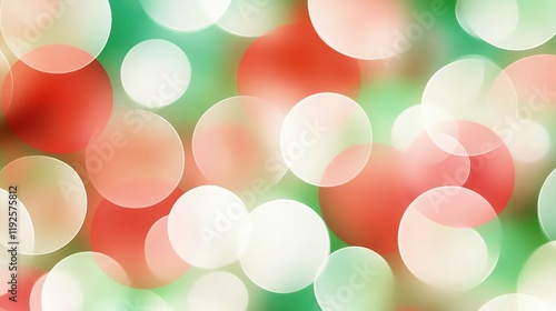 A soft, festive bokeh background in radiant shades of red, green, and white. The overlapping circles of light blur gently, creating a colorful and joyful holiday-inspired abstract scene. photo