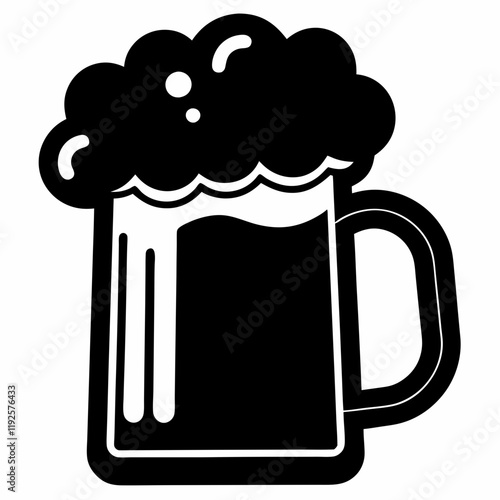 Beer mug silhouette vector illustration on white background