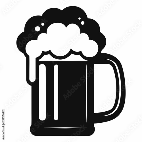 Beer mug silhouette vector illustration on white background