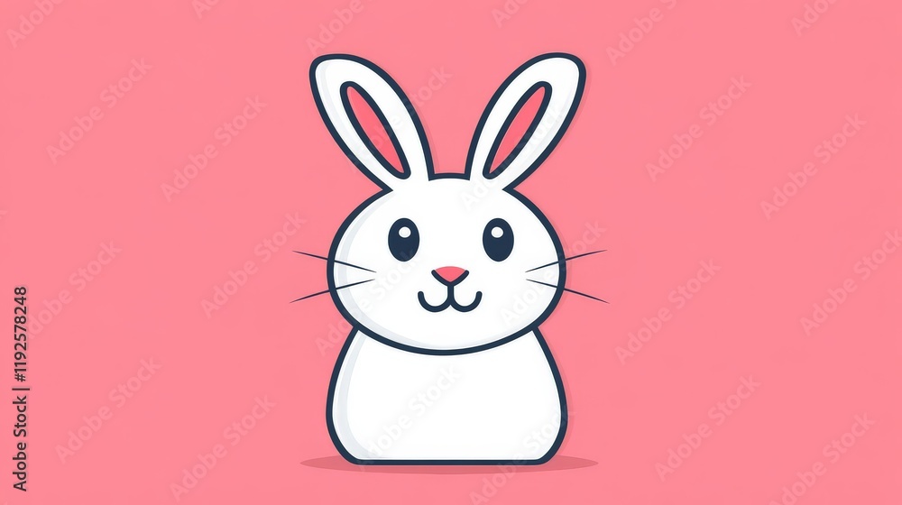 Playful cartoon bunny face illustration on a pink background, cheerful and simple design for child friendly stock illustrations and creative uses Playful cartoon bunny face illustration on a pink background, cheerful and simple design for child friendly stock illustrations and creative uses