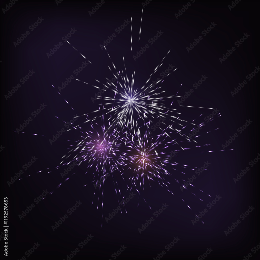 Fototapeta premium Fireworks Burst Vector Background Purple