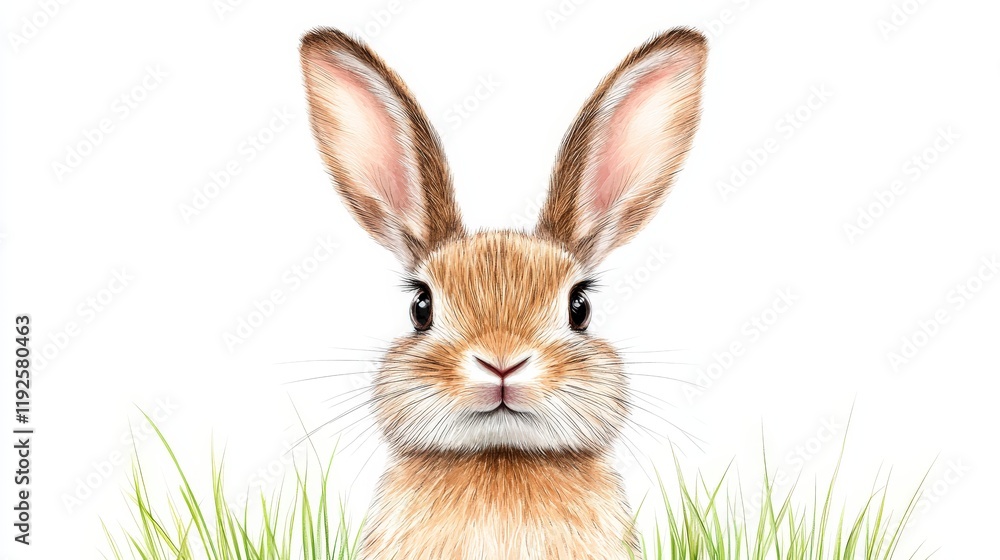 High resolution portrait of a curious rabbit in fresh green grass, radiating natural charm and vivid realism, suitable for nature photography or ecological themed projects High resolution portrait of a curious rabbit in fresh green grass, radiating natural charm and vivid realism, suitable for nature photography or ecological themed projects
