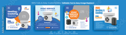 HVAC service social media posts, banner, ads template, Air Conditioner Repair Service promotional advertising design, Ac maintenance, installation Service web banner design photo