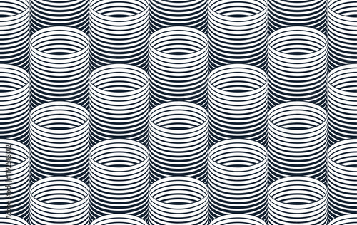 Tubes seamless pattern, optical style 3D pipes vector abstract background, line cylinders geometric tiling wallpaper, trippy op art.