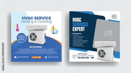 Heating, ventilation and air conditioning Repair, maintenance, installation Service social media posts, banner, ads templates, Ac maintenance, and installation  square flyer poster design