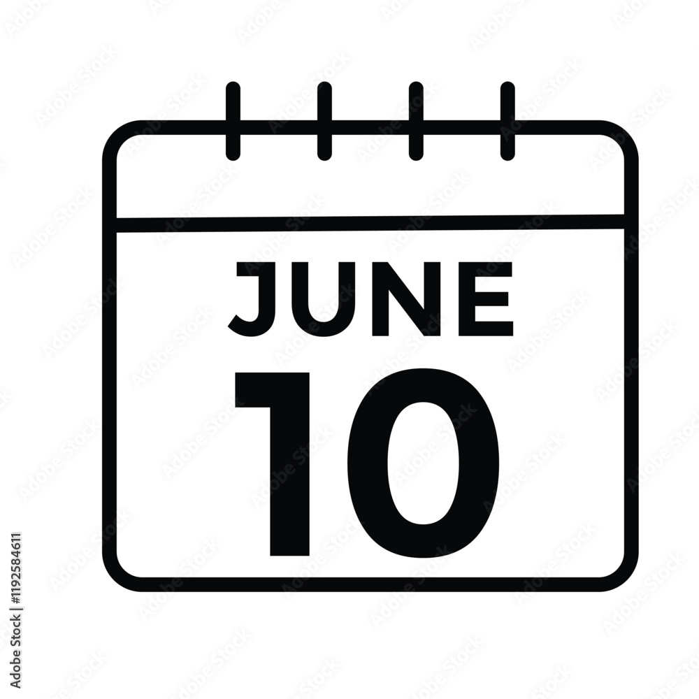 June 10 - Daily Calendar Icon with day of month
June 10 - Daily Calendar Icon with day of month