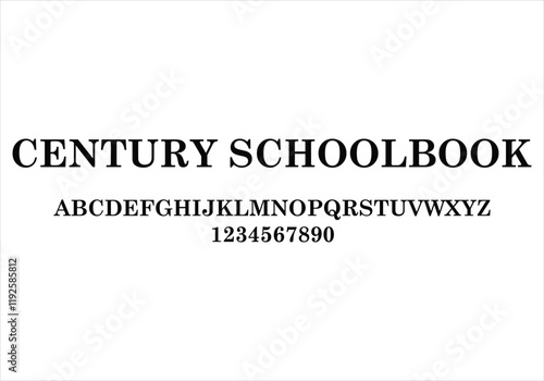 Century School Book font for logo and headline. Isolated vector typeset