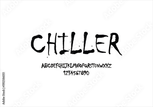 Chiller font for logo and headline. Isolated vector typeset