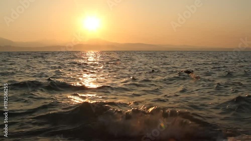 sunset on lake garda sirmione fortified city