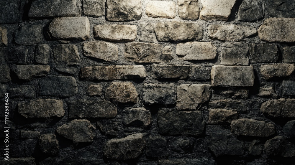 Rustic Textured Stone Wall with Dramatic Lighting for Architectural or Interior Design Background Rustic Textured Stone Wall with Dramatic Lighting for Architectural or Interior Design Background