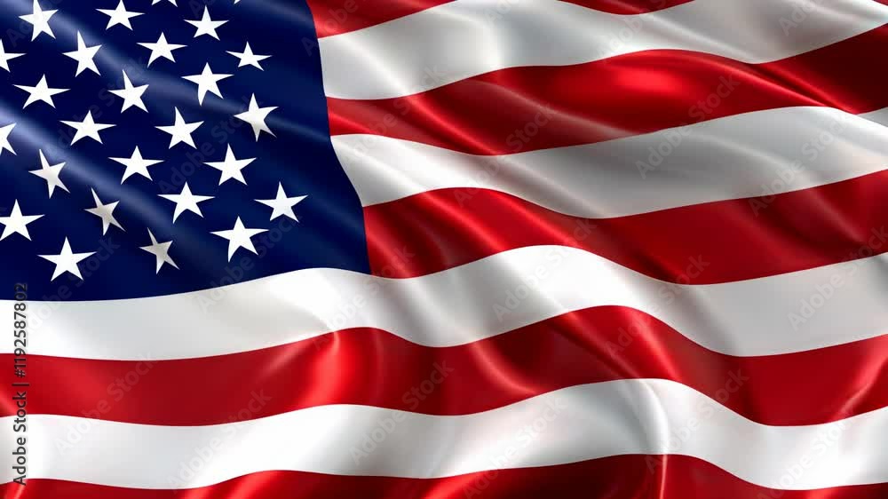 American flag fluttering close up on Memorial Day or 4th of July