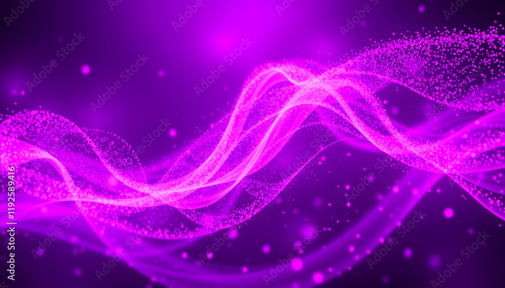 Fototapeta premium Dark purple and pink energy waves from particles glowing bright magical abstract background from, Dynamic motion, with white tones
