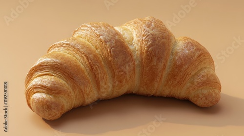 Freshly baked golden croissant showcasing flaky layers with a soft texture perfect for bakery and food-related designs photo