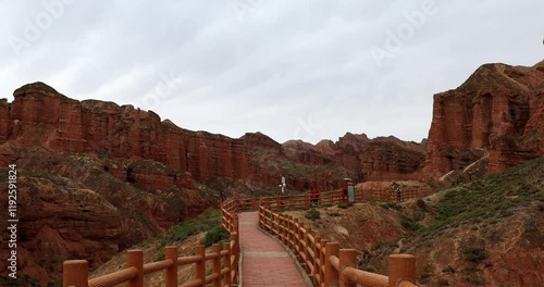 Zhangye Binggou Danxia landform. It is the most typical Danxia landform in China's arid areas, and it is also one of the most complete and peculiar Danxia landforms in China.