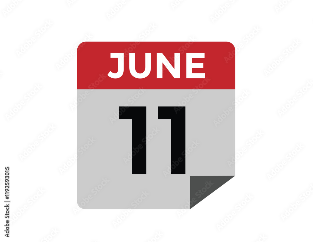 Fototapeta premium Calendar day 11 June. Vector calendar icon for June