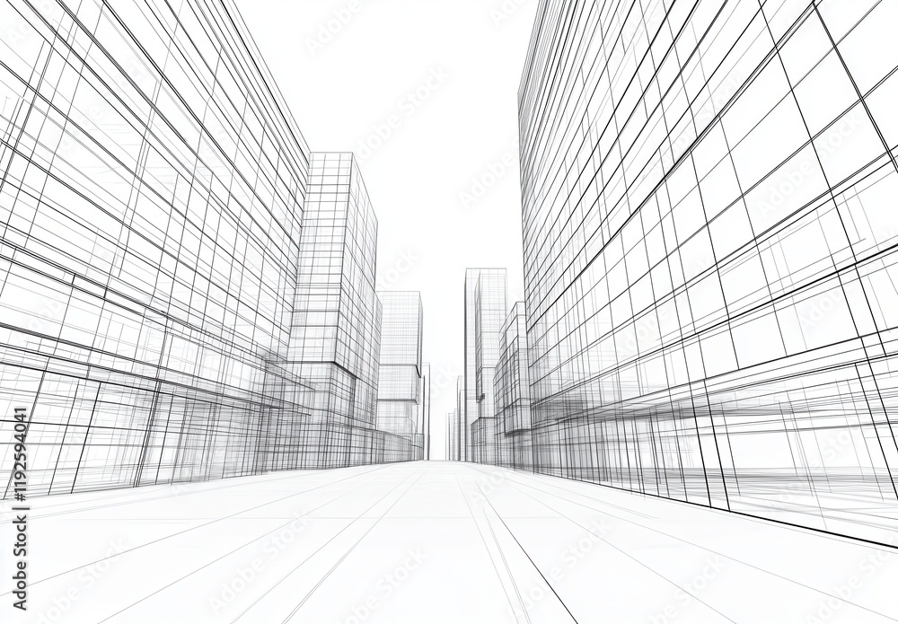 Fototapeta premium Abstract Architectural Lines in Minimalist Cityscape Perspective