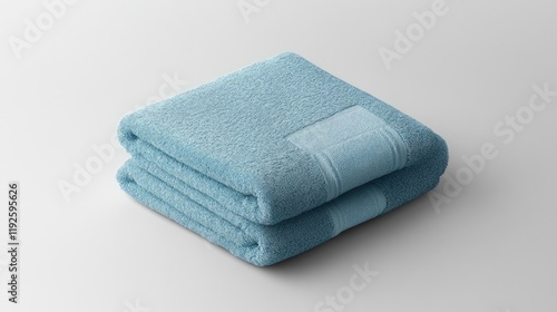 Soft Blue Towel Stacked on a Light Surface Ideal for Spa or Home Decor Mockup for Branding and Promotional Use