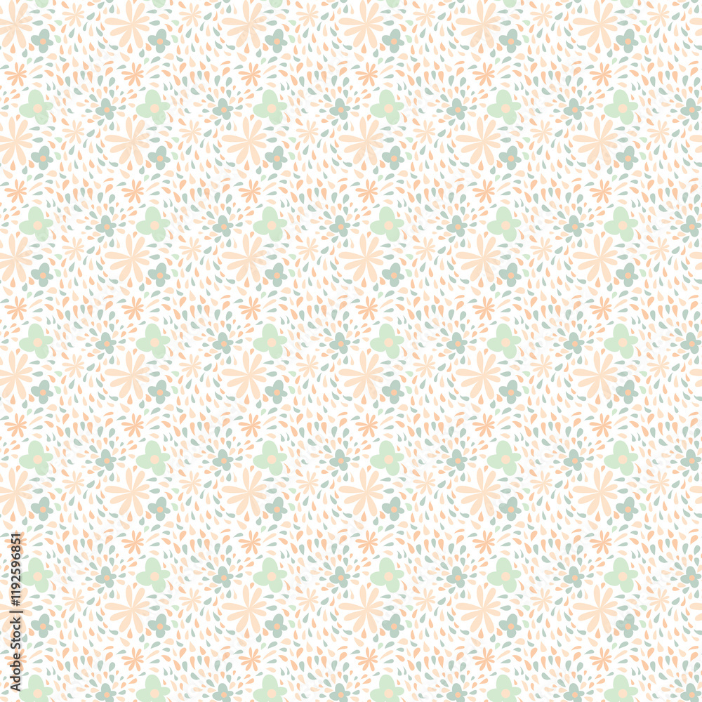 Seamless floral background fabric with ditsy and daisy pattern Seamless floral background fabric with ditsy and daisy pattern