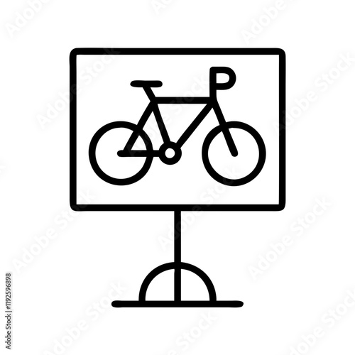 bicycle parking sign icon, bicycle parking sign line art - simple line art of bicycle parking sign, perfect for bicycle parking sign logos and icons and themed design