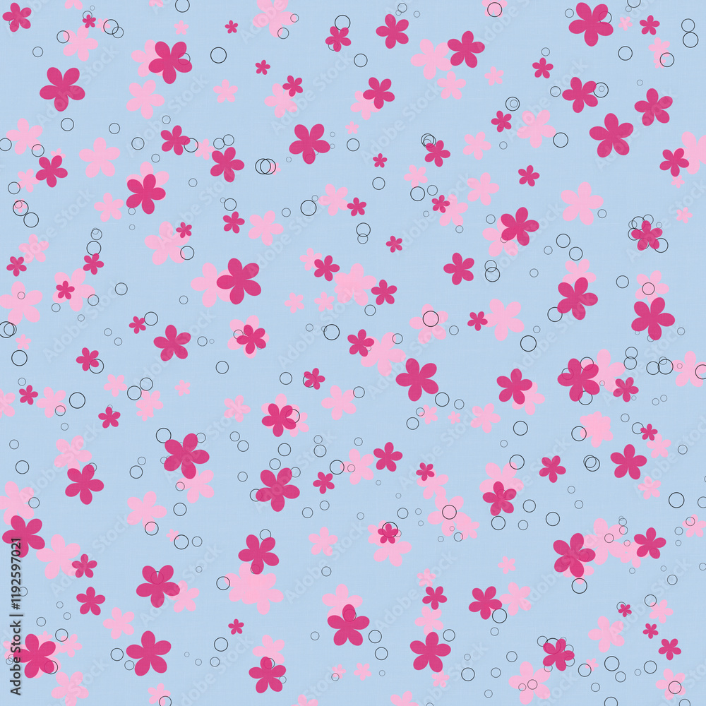 Seamless floral background fabric with ditsy and daisy pattern Seamless floral background fabric with ditsy and daisy pattern