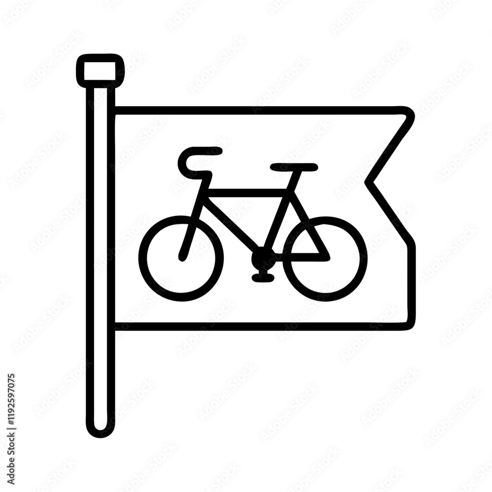 bicycle safety flag icon, bicycle safety flag line art - simple line art of bicycle safety flag, perfect for bicycle safety flag logos and icons and themed design