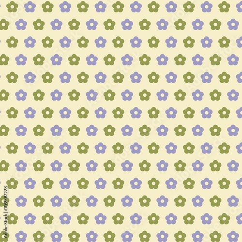 Seamless floral background fabric with ditsy and daisy pattern