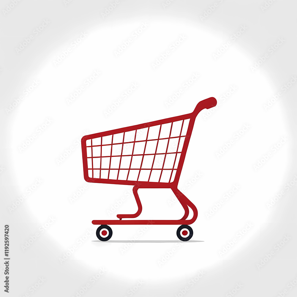 Shopping cart icon on a white background, symbolizing online shopping and convenience, generative ai Shopping cart icon on a white background, symbolizing online shopping and convenience, generative ai