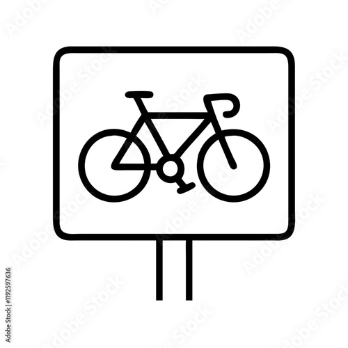 bike lane sign icon, bike lane sign line art - simple line art of bike lane sign, perfect for bike lane sign logos and icons and themed design