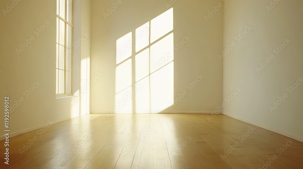 A serene empty room with warm wooden floors, soft sunlight streaming through a window, and a simple blank wall. A serene empty room with warm wooden floors, soft sunlight streaming through a window, and a simple blank wall.