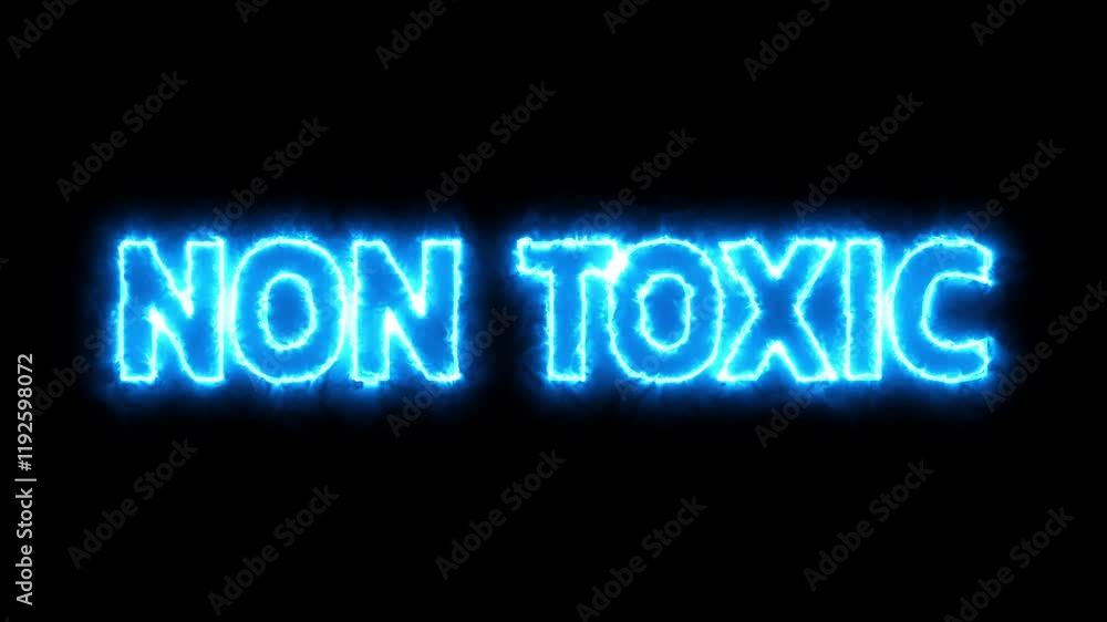 Non Toxic - Blue neon text on black background Non Toxic - Blue neon text on black background