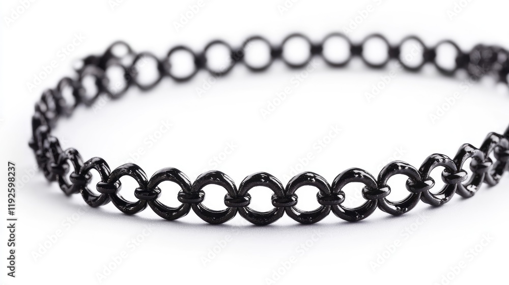 Elegant black choker necklace with intricate circular links on a white background showcasing modern fashion accessories Elegant black choker necklace with intricate circular links on a white background showcasing modern fashion accessories