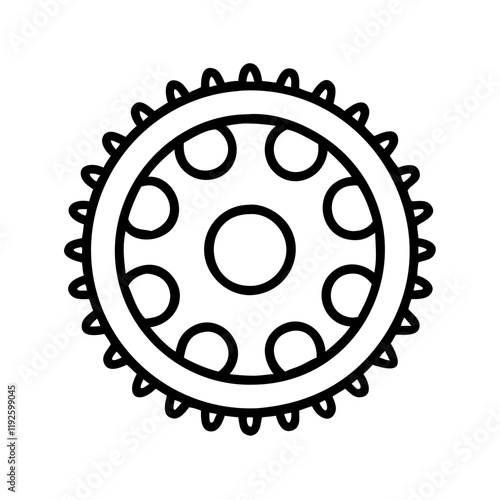 chainring bike gear icon, chainring bike gear line art - simple line art of chainring bike gear, perfect for chainring bike gear logos and icons and themed design