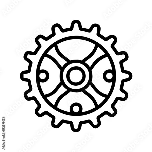 chainring bike gear icon, chainring bike gear line art - simple line art of chainring bike gear, perfect for chainring bike gear logos and icons and themed design