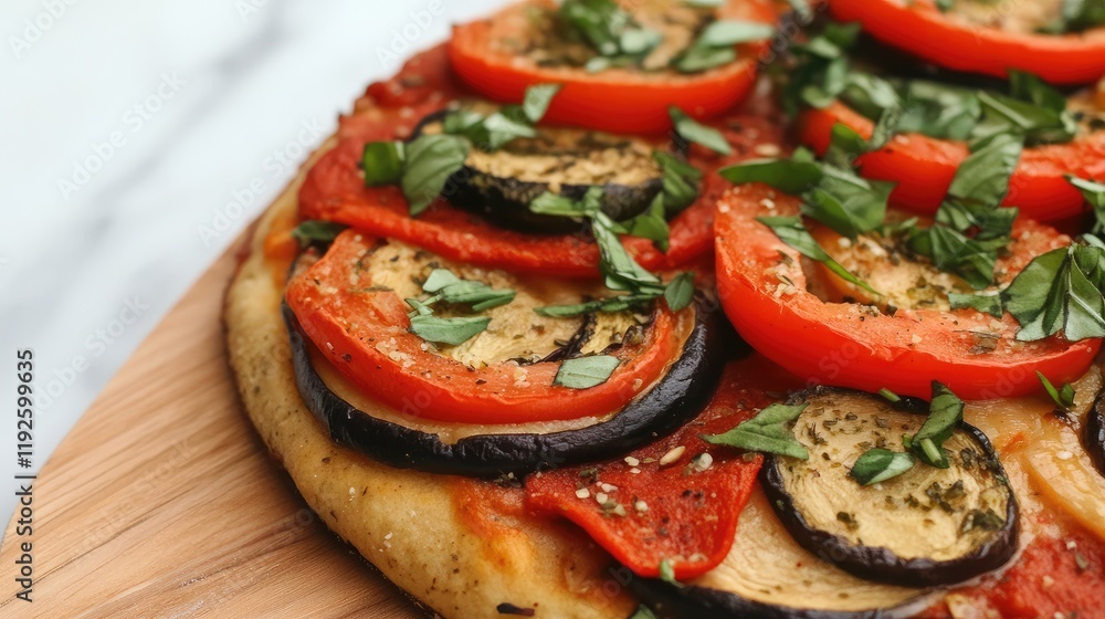 Vibrant Vegan Pizza Loaded with Fresh Vegetables and Aromatic Herbs Perfect for Healthy Dining Vibrant Vegan Pizza Loaded with Fresh Vegetables and Aromatic Herbs Perfect for Healthy Dining