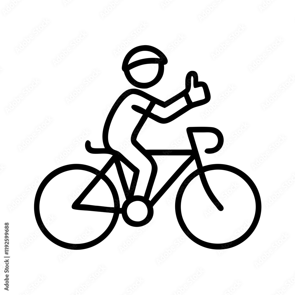 Obraz premium cyclist giving a thumbs up icon, cyclist giving a thumbs up line art - simple line art of cyclist giving a thumbs up, perfect for cyclist giving a thumbs up logos and icons and themed design