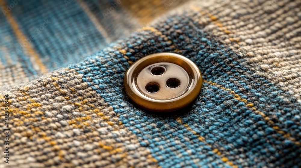 Sewing Button Detail on Colorful Fabric Swatch Featuring Textured Patterns and Distinctive Colors Sewing Button Detail on Colorful Fabric Swatch Featuring Textured Patterns and Distinctive Colors