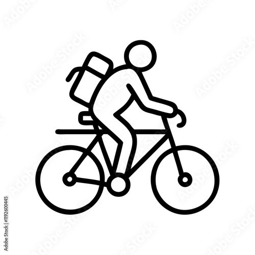 cyclist with backpack icon, cyclist with backpack line art - simple line art of cyclist with backpack, perfect for cyclist with backpack logos and icons and themed design