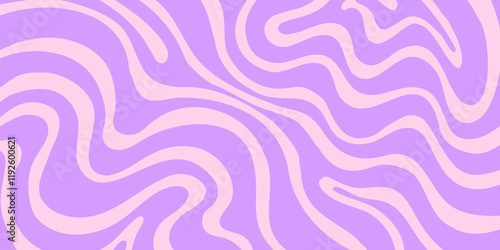 Abstract Trippy Lines Pattern. Cool Groovy Retro Texture. Psychedelic Wavy Illustration. Geometric Funky Vintage Vector Backdrop.